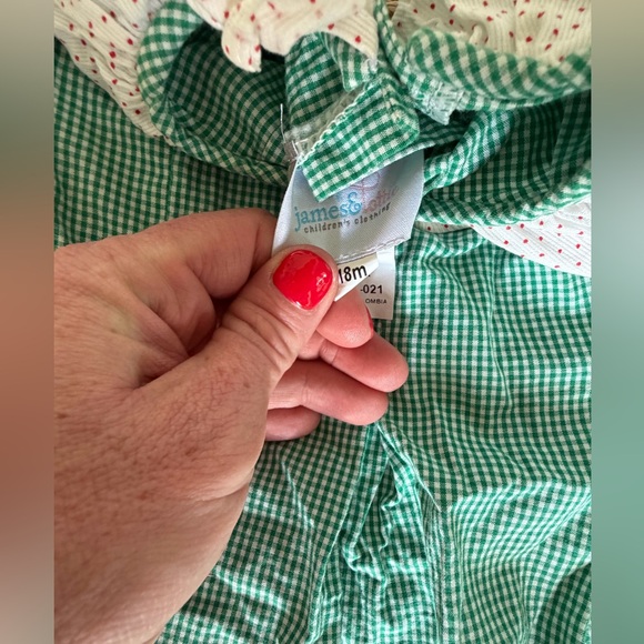 🎀 James & Lottie Outfit Bundle,Size 18M | Red Gingham Set + Green gingham Dress - Picture 3 of 10